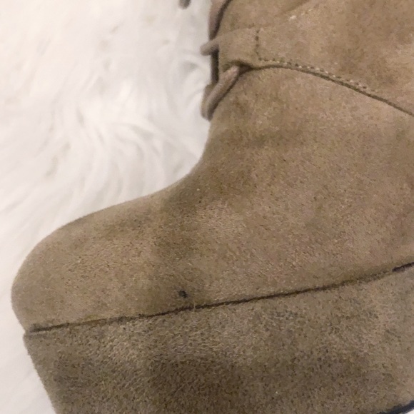 LILIANA Faux Fur Lace Up Ankle Booties with Heels - Picture 5 of 7